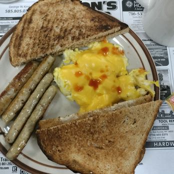 Mel’s Place - Two scrambled eggs, cheese, toast & sausage $9.99 - Bakeries Near Me - Sardinia, New York Mel’s Place - Two scrambled eggs, cheese, toast & sausage $9.99 - Bakeries Near Me - Sardinia, New York