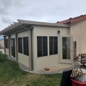 Mission Patio Cover - Sunroom installed with a side door and a sliding door - Patio Coverings Near Me Mission Patio Cover - Sunroom installed with a side door and a sliding door - Patio Coverings Near Me