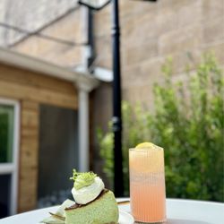 Sweet Glory - Pandan basque cheesecake ; Lychee rose cooler