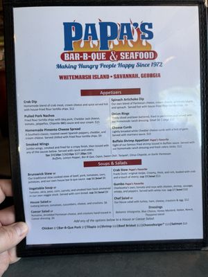 Menu photo 2 Papa's Bar-B-Que & Seafood Savannah, GA