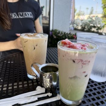 Fresh & Yummy Cafe - strawberry matcha and horchata coffee - Breakfast & Brunch Near Me - Los Angeles, California