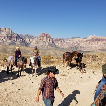 Cowboy Trail Rides - Pit stop photo op atop the hill. - Horseback Riding Near Me - Las Vegas, Nevada