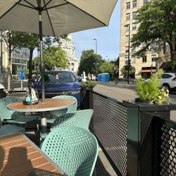 Ancora Cafe + Bakery - Patio seating with view of the capitol