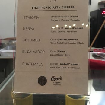 Sharp Specialty Coffee - Menu - Coffee & Tea Near Me - Los Angeles, California