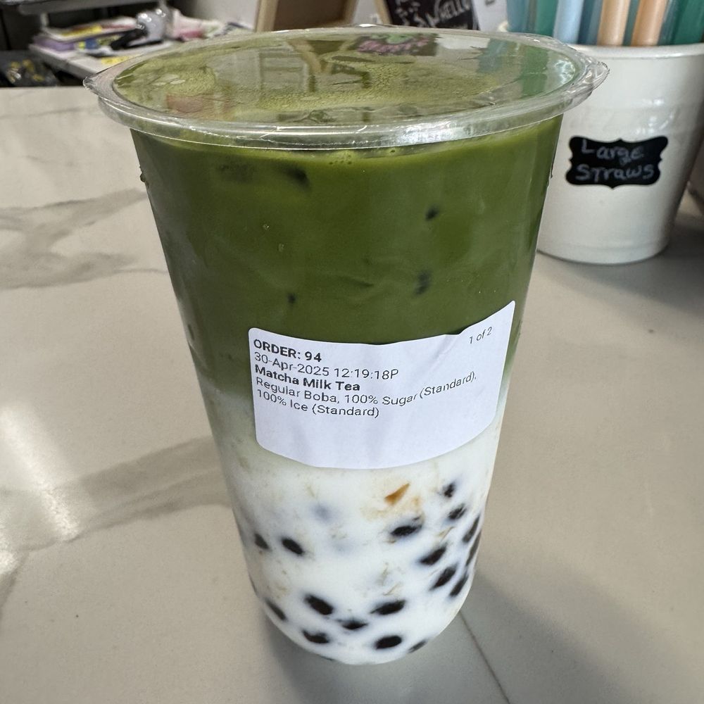 Matcha milk tea with Boba Matcha milk tea with Boba