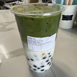 Matcha milk tea with Boba Matcha milk tea with Boba