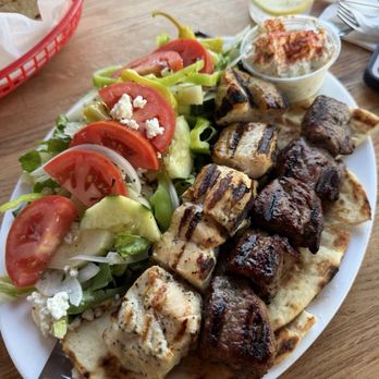 Greek Town Gyros - Chiken and lamb Kabobs with salad and fresh pita bread to die for - Greek Near Me - Rutherford, New Jersey Greek Town Gyros - Chiken and lamb Kabobs with salad and fresh pita bread to die for - Greek Near Me - Rutherford, New Jersey