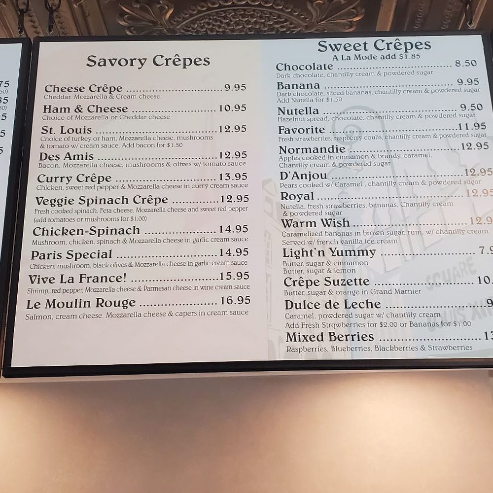 Crepes De Paris - Menu board - Creperies Near Me - Los Angeles, California