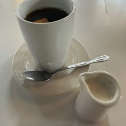 Regular coffee and cream. Regular coffee and cream.