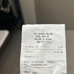 Los Agaves Mexican Grill - Proof of receipt