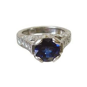 Acanthus Antiques - Platinum Diamond and Natural Sapphire Ring - Antiques Near Me - Charleston, South Carolina Acanthus Antiques - Platinum Diamond and Natural Sapphire Ring - Antiques Near Me - Charleston, South Carolina