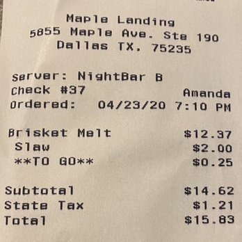 Maple Landing - But the charged me for the side???? - Barbeque Near Me - Dallas, Texas Maple Landing - But the charged me for the side???? - Barbeque Near Me - Dallas, Texas