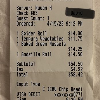 Sushi Teri - Receipt - Sushi Bars Near Me - Carpinteria, California