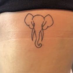 Sideshow Tattoo and Piercing - Outline minimalist Elephant Tattoo from Jadd.