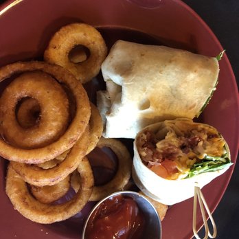 Fire & Ice Restaurant - Chicken Ranch Warp with Onion Rings- this was ok- tenders were better. Onion rings were great! - Pubs Near Me - Middlebury, Vermont Fire & Ice Restaurant - Chicken Ranch Warp with Onion Rings- this was ok- tenders were better. Onion rings were great! - Pubs Near Me - Middlebury, Vermont