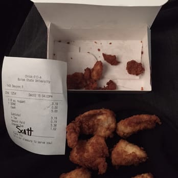 Chick-fil-A - Ordered 8 nuggets, got 6 and a bunch of deep fried batter with no chicken in it. Will go to Mai Thai next door from now on - Fast Food Near Me - Boise, Idaho