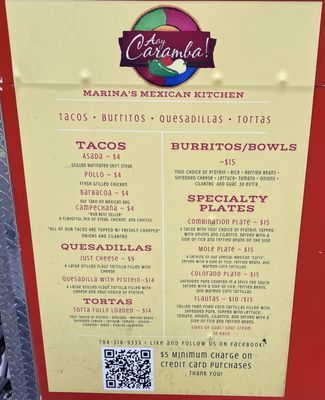 Menu photo 1 Aay Caramba Indian Trail, NC
