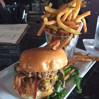 Smith & Kings - King's Burger. Meaty!  Wagyu beef, pulled pork and bacon. - Cocktail Bars Near Me - Honolulu, Hawaii
