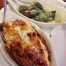 Back: Dolmadakia Front: Moussaka (a must-have!) Back: Dolmadakia Front: Moussaka (a must-have!)