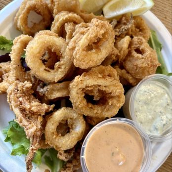 Pier 101 Seafood - Calamari with chipotle aioli and Tatar sauce - Seafood Near Me - Grover Beach, California Pier 101 Seafood - Calamari with chipotle aioli and Tatar sauce - Seafood Near Me - Grover Beach, California