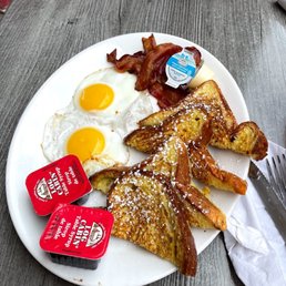 French toast with eggs and bacon French toast with eggs and bacon