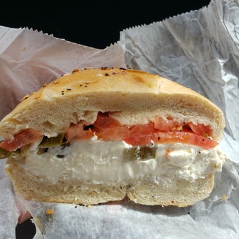 Everything Bagels & Deli - Everything Bagel Toasted with Cream Cheese, Tomato, & Jalapenos - Bagels Near Me - Bayonne, New Jersey Everything Bagels & Deli - Everything Bagel Toasted with Cream Cheese, Tomato, & Jalapenos - Bagels Near Me - Bayonne, New Jersey