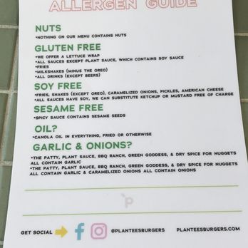 Plantees - Allergen Guide - Burgers Near Me - Orlando, Florida