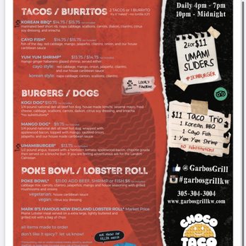 Garbo's Grill - Menu - Food Trucks Near Me - Key West, Florida