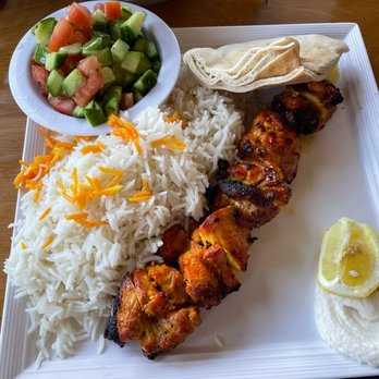 Sidewalk Grill - Boneless Dark Meat Chicken Kabob Plate w/ Shirazi salad - Mediterranean Near Me - Los Angeles, California