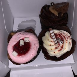 Raspberry, red velvet and peanut butter...I had to send them down the gutter