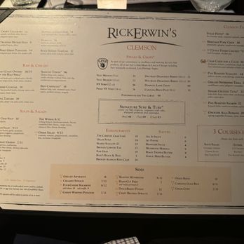 Rick Erwin's Clemson - Rick Erwin's Clemson Menu!! - Steakhouses Near Me - Clemson, South Carolina Rick Erwin's Clemson - Rick Erwin's Clemson Menu!! - Steakhouses Near Me - Clemson, South Carolina