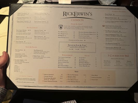 Menu photo 1 Rick Erwin's Clemson Clemson, SC Menu photo 1 Rick Erwin's Clemson Clemson, SC