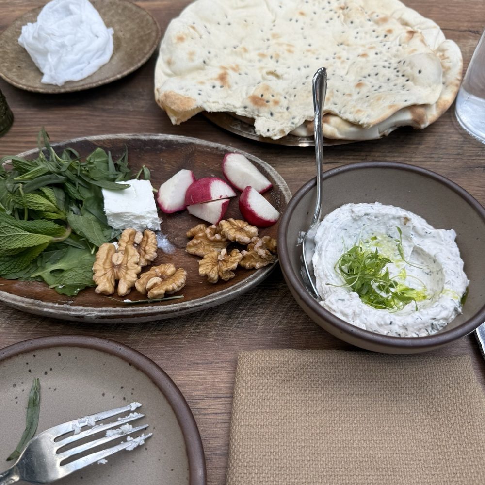 Delbar Middle Eastern - Dill Labneh and complimentary spread - Persian/Iranian Near Me - Atlanta, Georgia