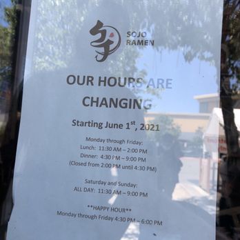 Sojo Ramen - New hours starting June 2021 - Ramen Near Me - Fremont, California Sojo Ramen - New hours starting June 2021 - Ramen Near Me - Fremont, California
