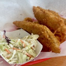 Cod and Curly fries and coleslaw Cod and Curly fries and coleslaw