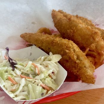 J's Fish and Chips - Cod and Curly fries and coleslaw - Seafood Near Me - Lincoln City, Oregon