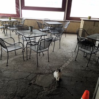 Sam's Silver Circle Bar - covered patio (with a visitor) - Pizza Near Me - Indianapolis, Indiana