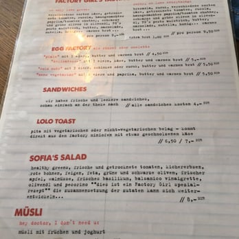 FACTORY GIRL - Die Speisekarte - Breakfast & Brunch Near Me - Berlin, BE