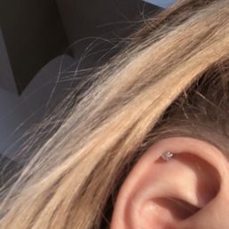 Cartilage piercing a few hours after it was done.