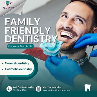 Family Dentistry - We provide numerous in-office services, so you won't have to be referred out to a specialist.  Patients can be seen for general dentistry, dental cleaning..