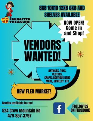 VENDORS WANTED - "A family owned, family operated flea market with an incredible range of products for everyone! Including antiques, clothing, toys, crafts, tools, and much more! Great atmosphere and eager to serve our local community!" VENDORS WANTED - "A family owned, family operated flea market with an incredible range of products for everyone! Including antiques, clothing, toys, crafts, tools, and much more! Great atmosphere and eager to serve our local community!"