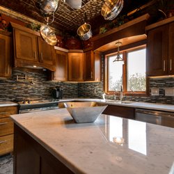 Crestwood Cabinetry - Crestwood Cabinetry Inc - Birch Cabinetry with Carrara Marble Countertops