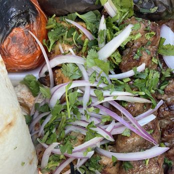 Backyard BBQ - Beef Lula, chicken, pepper, tomato, lavash, the best hummus I've ever had. - Armenian Near Me - Glendale, California
