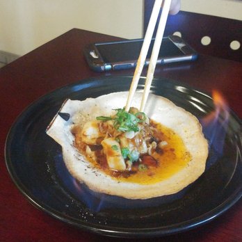 HIRO Sushi - Flaming Scallop - Japanese Near Me - Medford, Oregon HIRO Sushi - Flaming Scallop - Japanese Near Me - Medford, Oregon