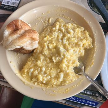 Lucky's Cafe - Cheese grits, eggs, and very soft and tasty homemade yeast roll - Breakfast & Brunch Near Me - Pine Bluff, Arkansas Lucky's Cafe - Cheese grits, eggs, and very soft and tasty homemade yeast roll - Breakfast & Brunch Near Me - Pine Bluff, Arkansas