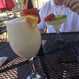 Banana daiquiri and a pina colada. Banana daiquiri and a pina colada.