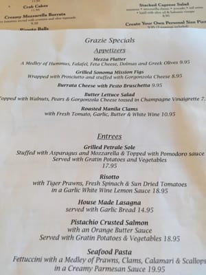 Menu photo 6 Grazie Restaurant Novato, CA Menu photo 6 Grazie Restaurant Novato, CA