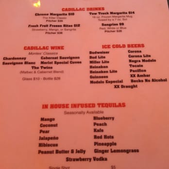 The Red Cadillac - Limited drink menu - Mexican Near Me - Union, New Jersey The Red Cadillac - Limited drink menu - Mexican Near Me - Union, New Jersey