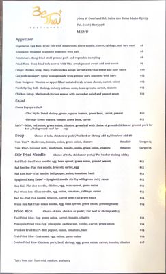 Menu photo 5 Be Thai Restaurant Boise, ID
