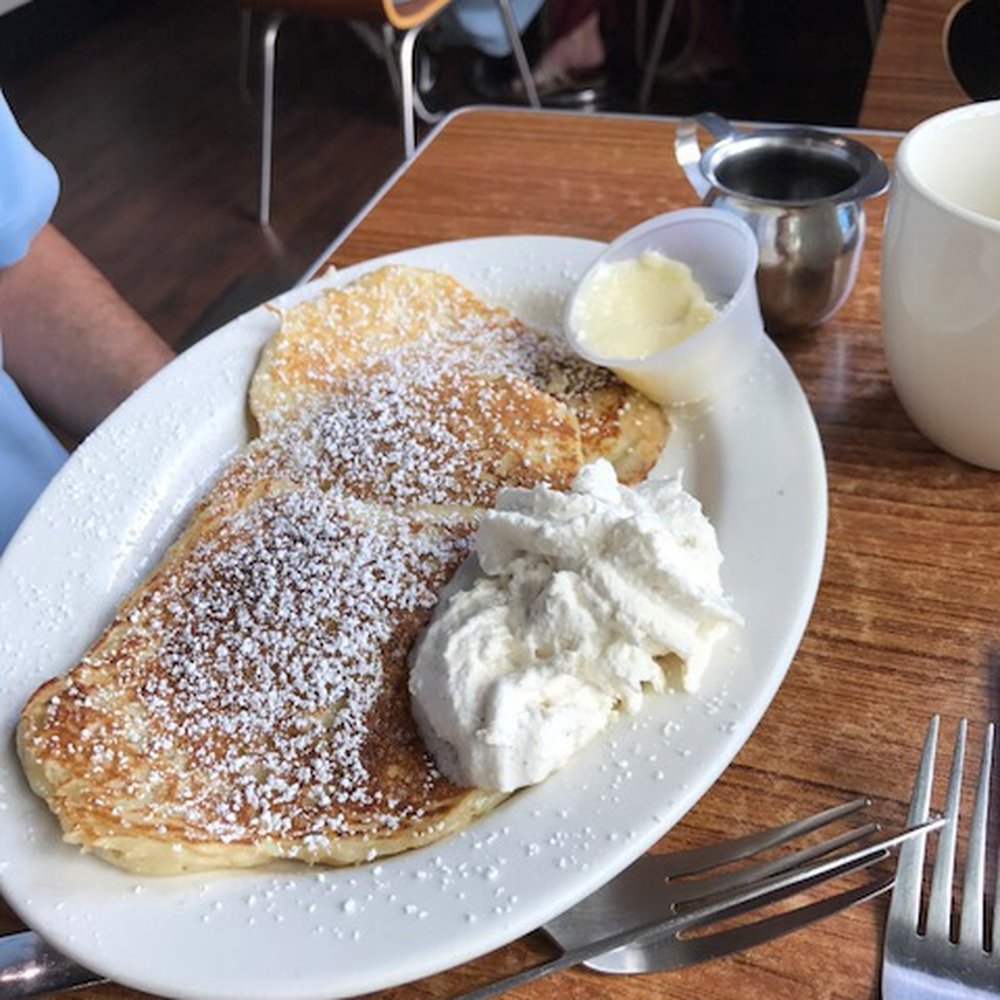 Le Coffee Shop - "Plain pancakes" These were light, with crispy edges, and served with soft butter you can spread, and a side of bacon (not shown). - Breakfast & Brunch Near Me - Temecula, California Le Coffee Shop - "Plain pancakes" These were light, with crispy edges, and served with soft butter you can spread, and a side of bacon (not shown). - Breakfast & Brunch Near Me - Temecula, California